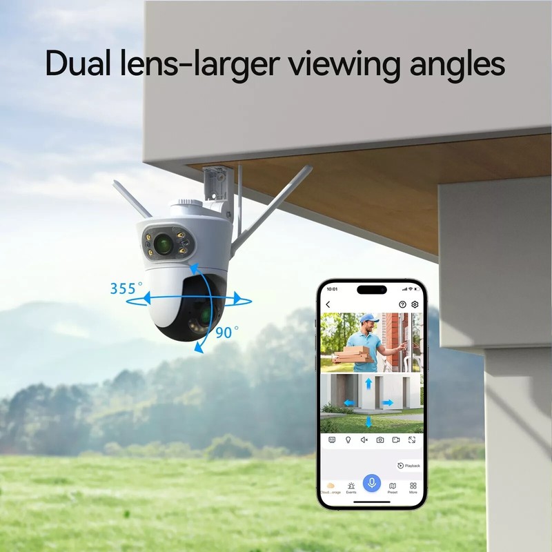 Security Camera Dual Lens WiFi 360° PTZ Waterproof for Home Motion Detection gallery