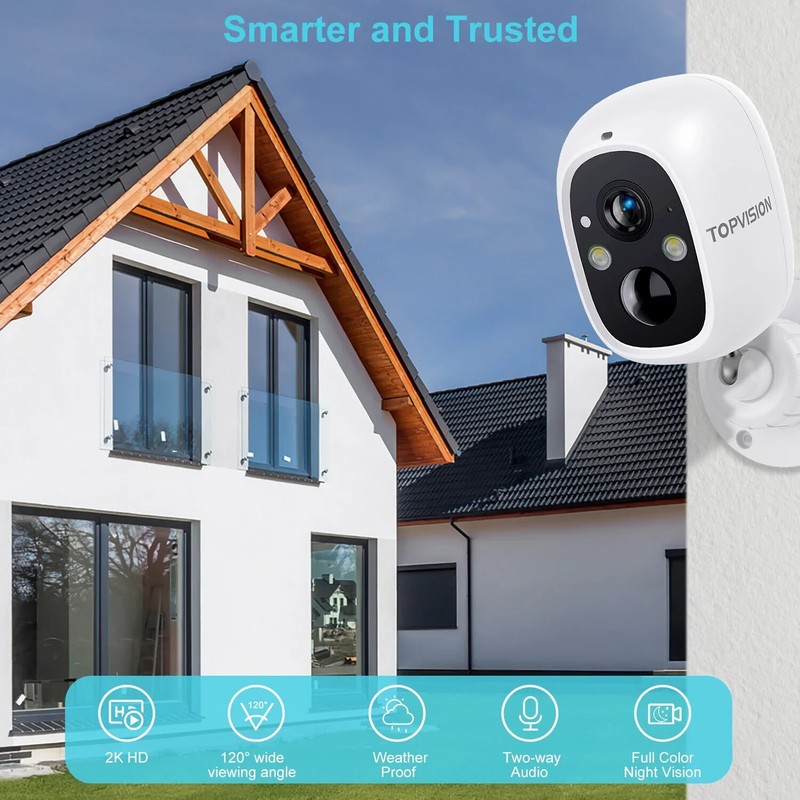 Wireless 2K Outdoor Surveillance Camera Night Vision, Motion Sensor, Audio, Wifi gallery