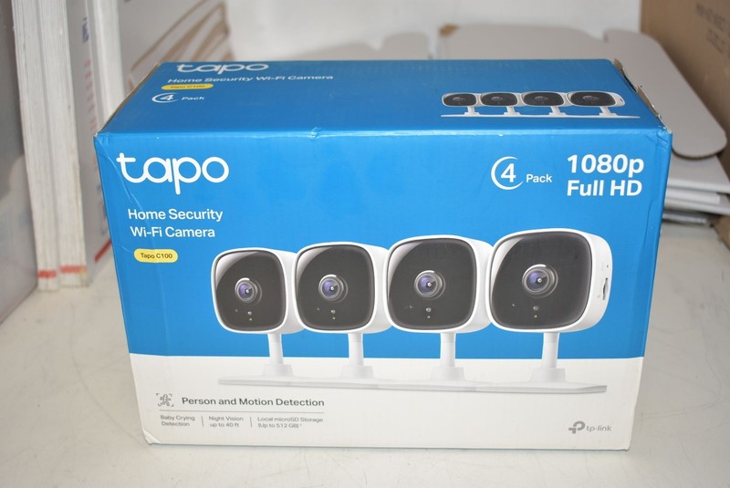 TP-Link Tapo C100 1080P WI-FI Indoor Security Camera 4 Pack Night Vision