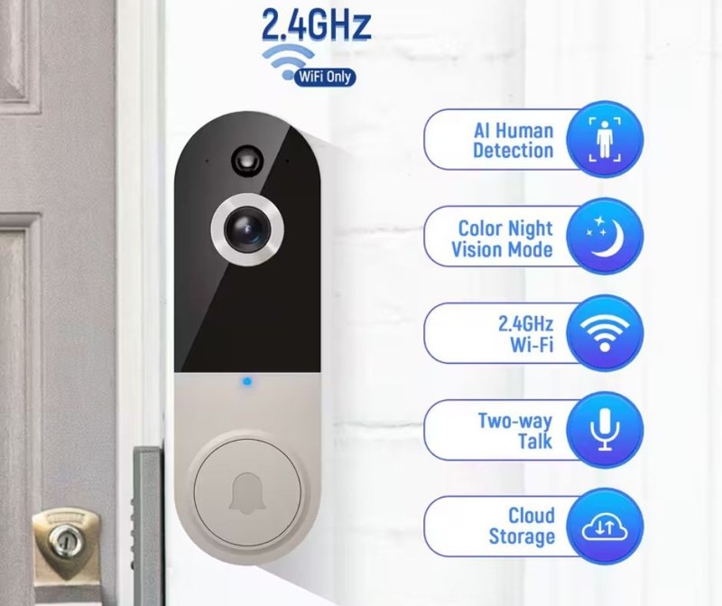 1080p Smart Wireless Doorbell Video Camera with Live View, AI Detection
