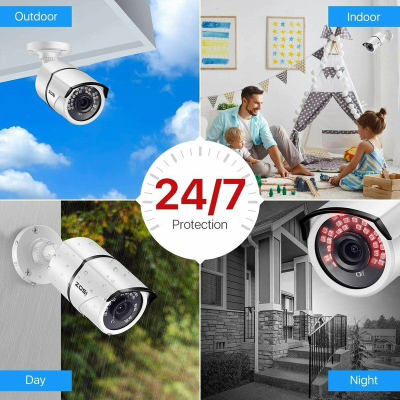ZOSI 4 Pack Add-on 1080p Security CCTV Camera Human Detection 24/7 Recording gallery