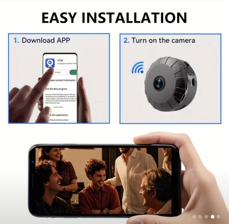 Compact Magnetic Camera, 480P Resolution, 2.4Ghz Wifi Connectivity gallery