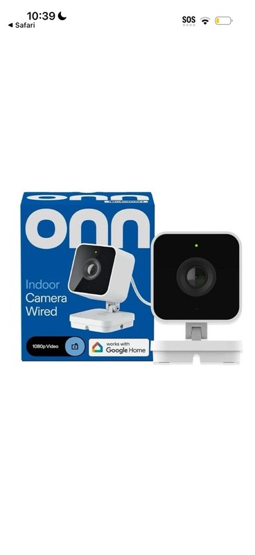ONN Indoor Camera Wired, 1080p HDR Video, with Google Home and Gemini
