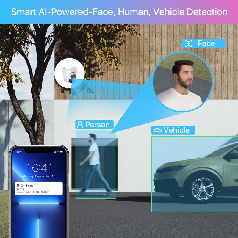 ZOSI 16CH NVR 8MP 4K Outdoor POE Security Camera System IP AI Smart Detect Alert gallery