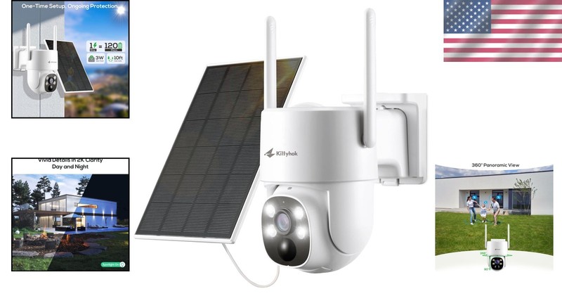 2K FHD Solar Security Camera with Color Night Vision - Wireless & Weatherproof gallery
