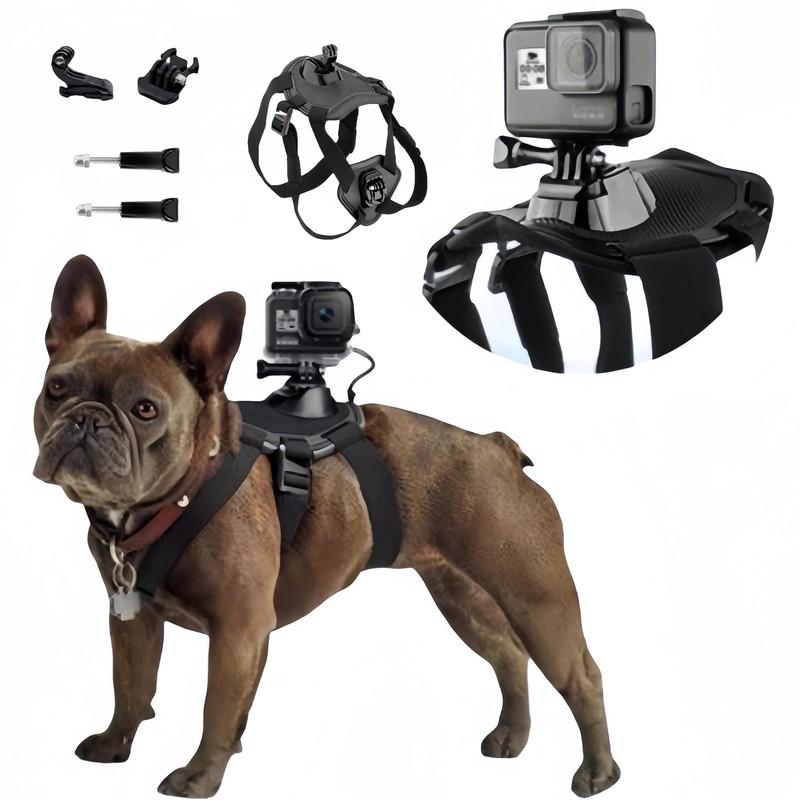 Dog Harness for Gopro, with 2 Mouting Base,Soft Adjustable for Small Medium a...