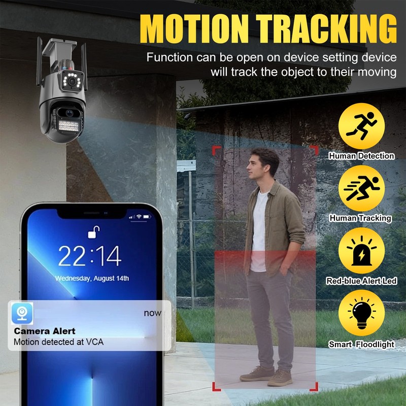 Dual Lens 4K WiFi Security Camera 8X Zoom Outdoor Home Night Vision CCTV PTZ US gallery