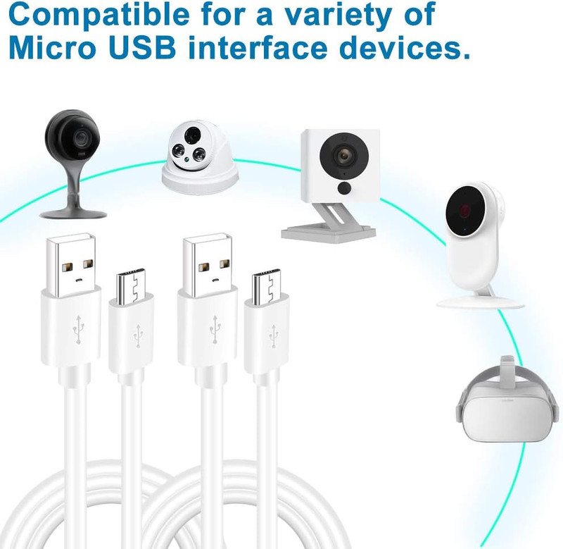 2PCS 10FT USB Power Extension Cord Compatible with Wyze-Cam, Wyzecam Pan,Yi Cam, gallery
