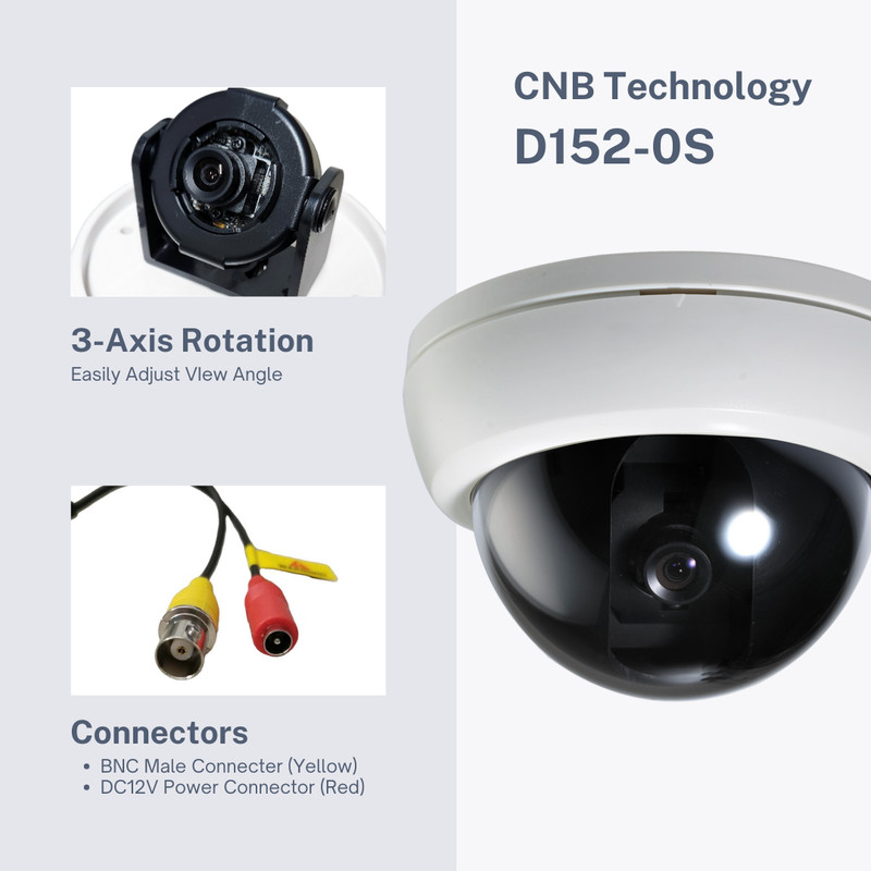 CNB D152-0S Analog Indoor Dome Security Camera CCTV CCD 3.8mm Fixed Lens 600TVL gallery
