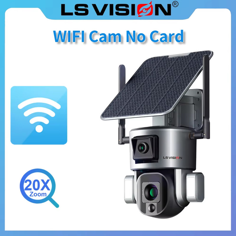 20X Zoom 4K 4G SIM Solar Camera Outdoor Wifi Surveillance Cameras 8MP Dual Scree