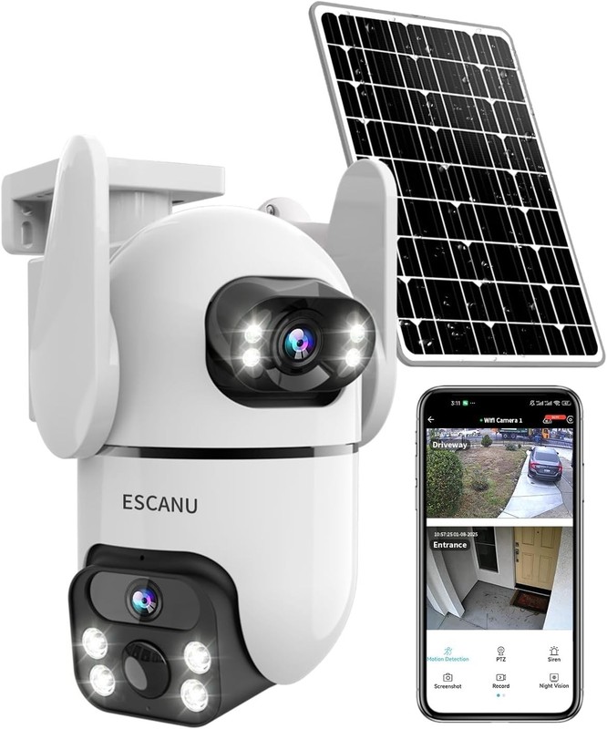 Dual Lens Security Cameras Wireless Outdoor for Home 1 pack