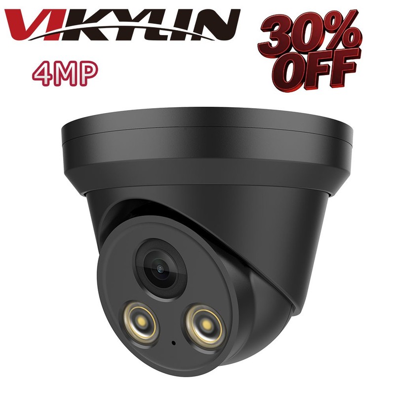 VIKYLIN Turret POE IR30M home 4MP security camera ONVIF MIC Black Outdoor/Indoor