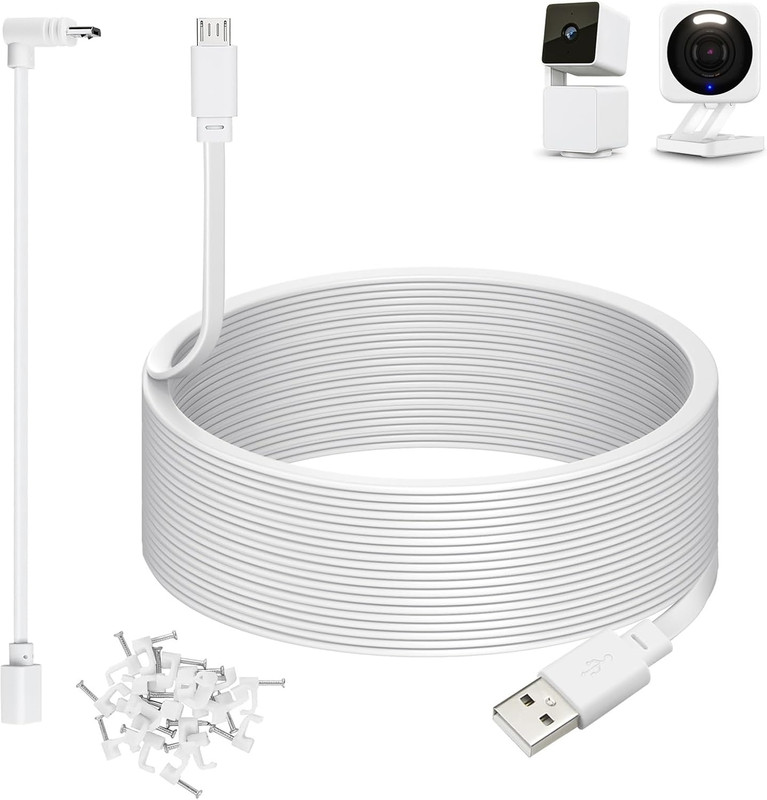 50Ft Power Cable for Wyze Cam V4,Wyze Cam Pan V3,Wyze Og,Wyze Cam V3 and V3 Pro gallery