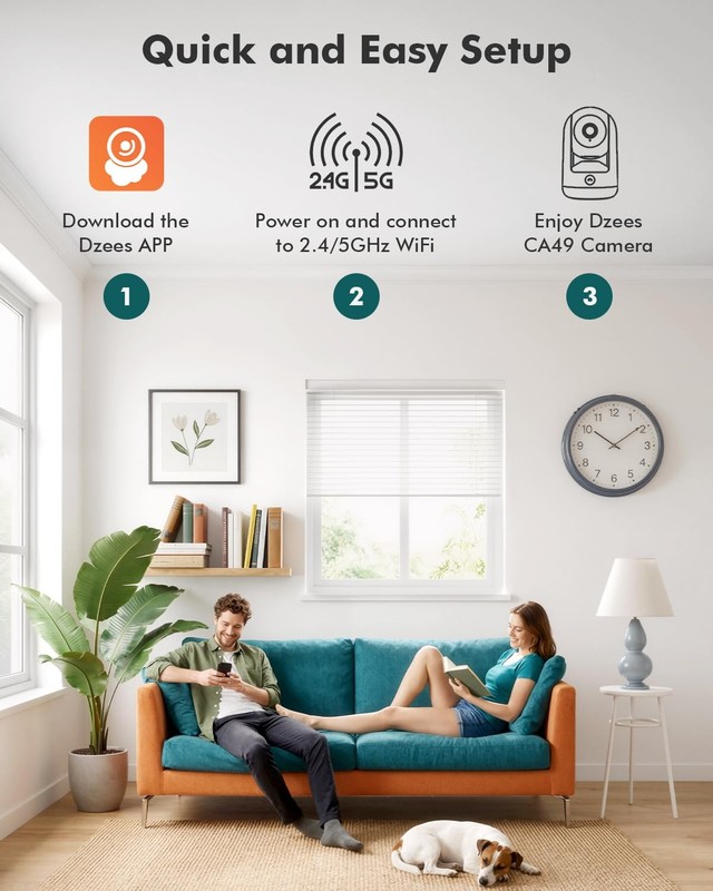 2K Indoor Security Camera 2 Pack, 360 Degree WiFi Pet Camera with Phone App, ... gallery