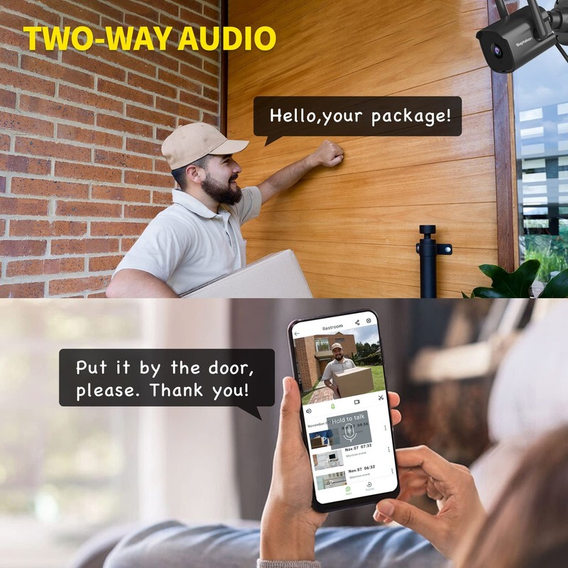 Septekon Security Camera Outdoor 2 Pack, 2.4G Wired WiFi Cameras for Home Sec... gallery
