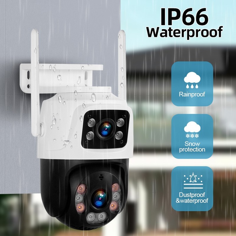 ICSee Dual Lens WiFi IP Camera Wireless Outdoor CCTV PTZ Home Security IR Cam US gallery