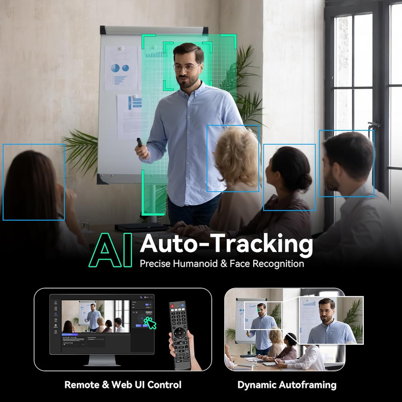 4K NDI PTZ Camera, AI Humanoid & Face Auto-Tracking, 20X Optical + 8X Digital Zo gallery