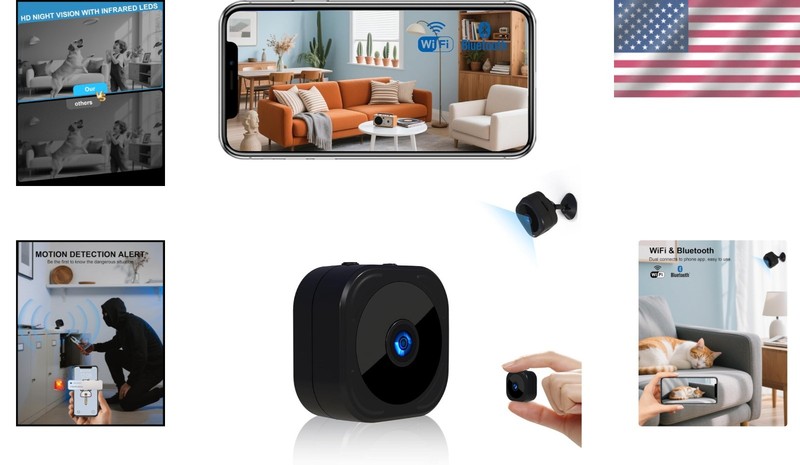 WiFi & Bluetooth Rechargeable 1080P Indoor Camera with Motion Detection Alerts gallery