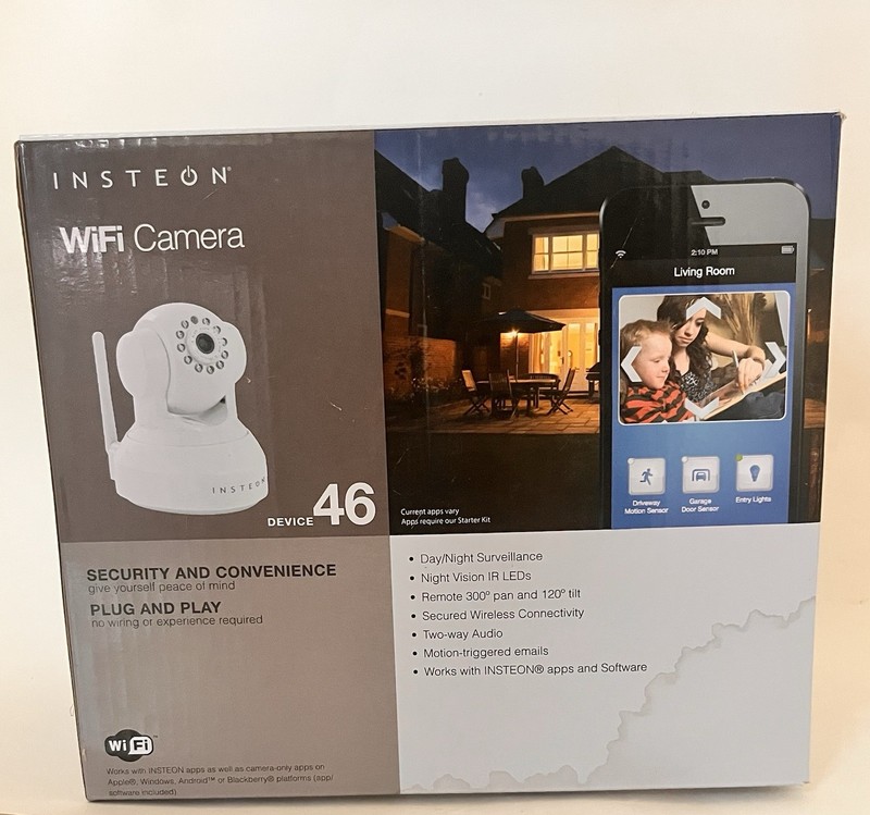 Insteon WiFi IP Indoor Camera Pan/Tilt Night Vision 2-Way Audio White 75790WH