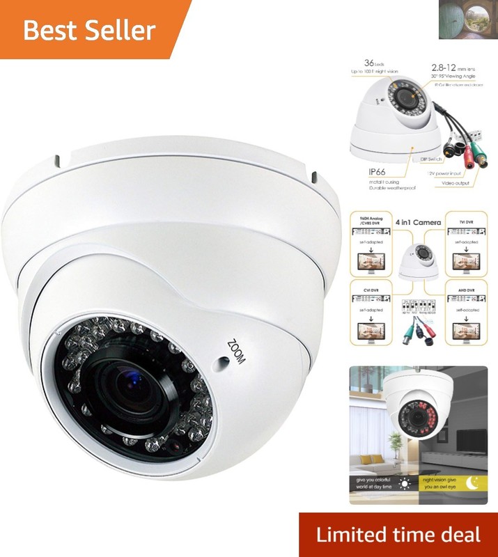 Vandal Proof Outdoor Dome Camera HD 1080P with 36 IR LEDs for Night Surveillance