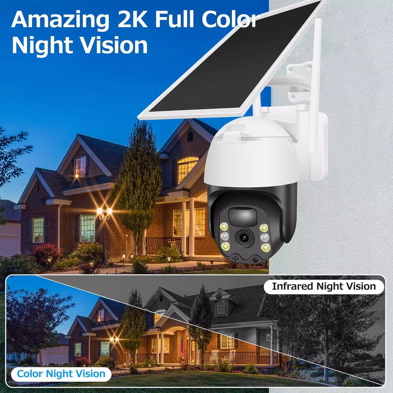 WiFi Dual Lens Solar Wireless Security Camera with Mobile tracking Night Vision gallery