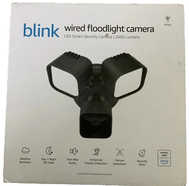 Blink Wired Floodlight Camera 1080p HD 2600 Lumens W/ Motion Detection – OPEN !!