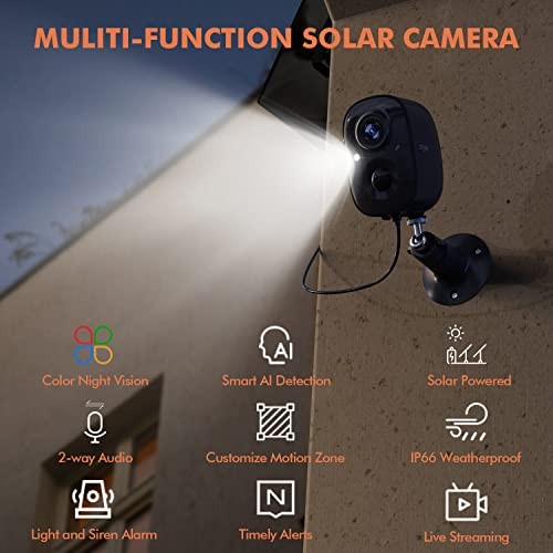 Upgrade Solar Camera Security Outdoor Wireless, Wireless Black Solar Camera gallery