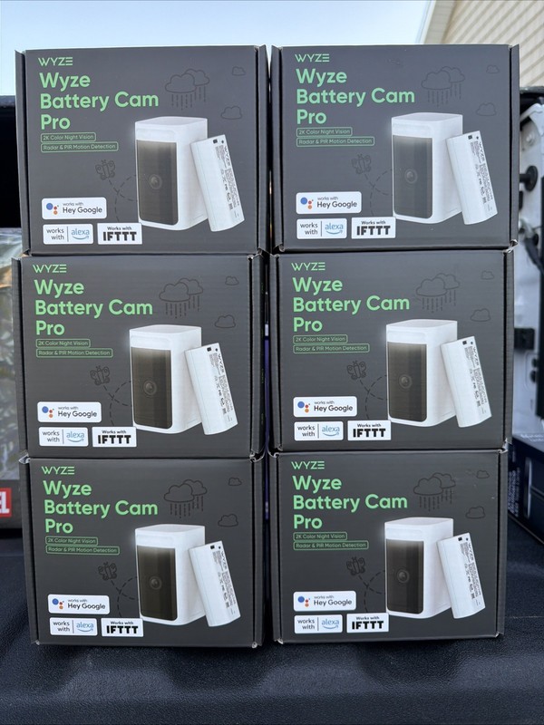 Lot of 6 Wyze Battery Cam Pro 2K Wireless Outdoor Security Cameras NEW Sealed