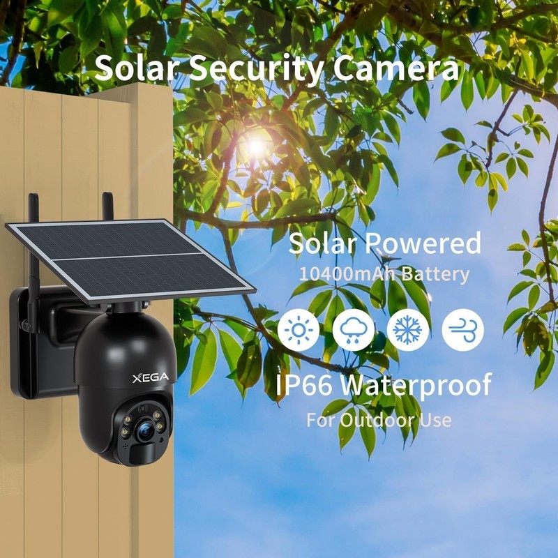 4G LTE Solar Security Camera with 2K HD Night Vision - 360° PTZ View, Waterproof gallery
