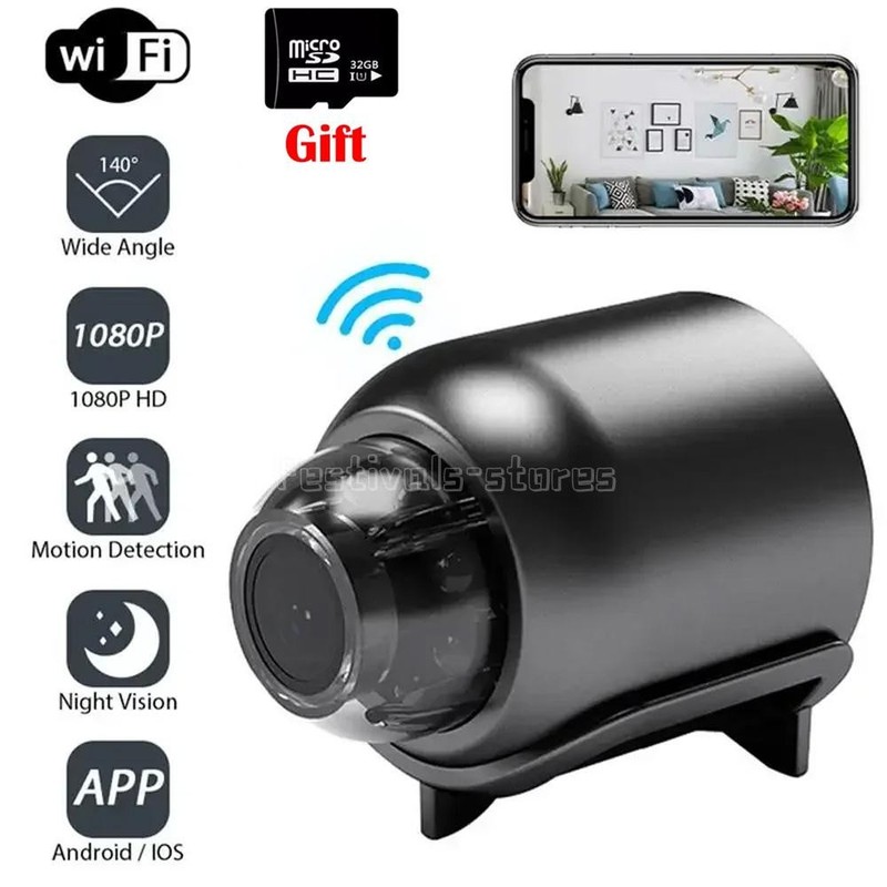 +32GB SD Card Mini Camera WiFi HD IP Night Vision Camcorder Home Security Cam