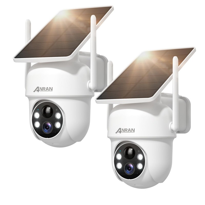 ANRAN Solar Security Cameras Wireless Outdoor,2K for White-3MP-2pcs