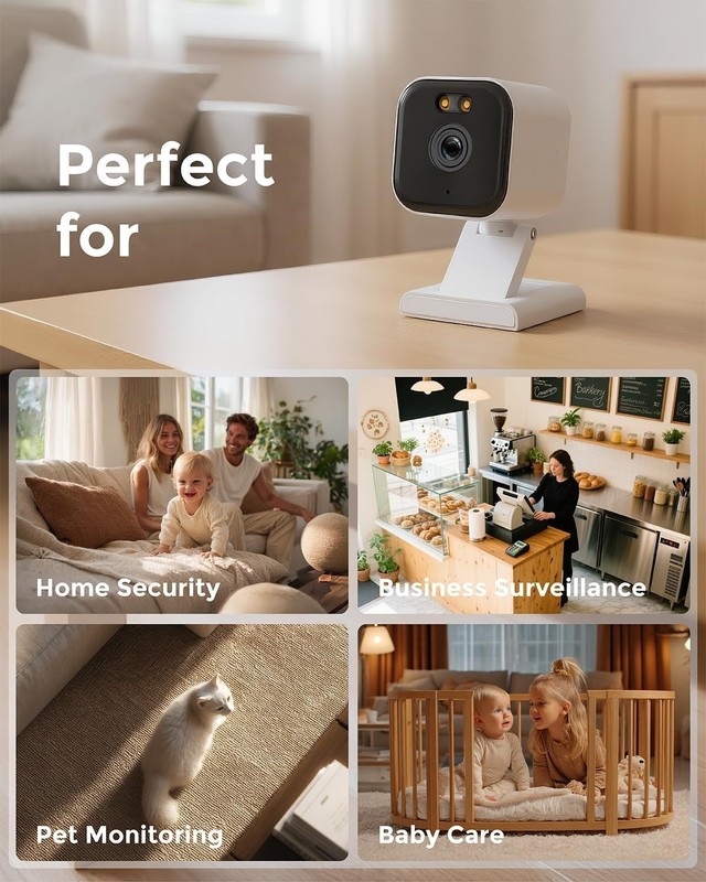 2K Smart Security Camera Indoor Mini Cam AI Motion Track Color Night Vision gallery