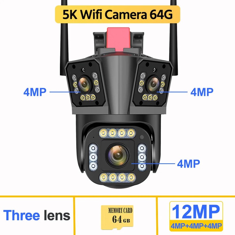 5K 12MP WiFi IP Camera Outdoor PTZ Auto Tracking Waterproof Security CCTV Video gallery