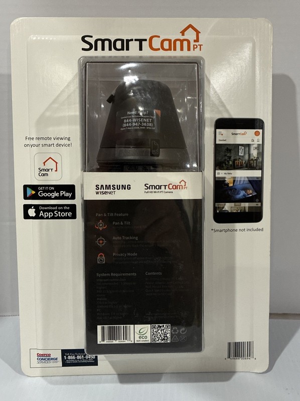 Samsung Wisenet SmartCam PT SNH-V6410PN 1080p Wi-Fi Pan Tilt Camera Sealed gallery