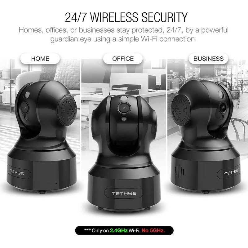 TETHYS Wireless Security Camera 1080P Indoor Work with Alexa Pan/Tilt WiFi Sm... gallery