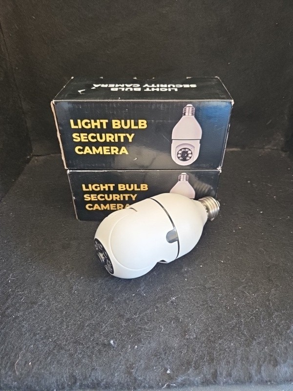 Lot Of 3 WiFi Light Bulb Security Cameras Wireless 360° Pan Tilt New In Box