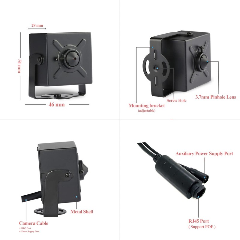 5MP POE IP Mini , Ultra HD 2880x1620P, 3.7mm Lens(70°FOV), Small H.265 Survei... gallery
