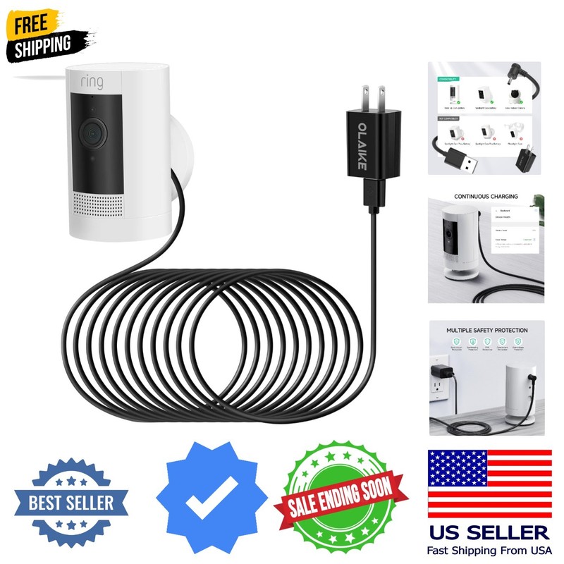 Indoor/Outdoor Power Adapter for Ring Stick Up Cam Battery 3rd Gen/2nd Gen/Pl…