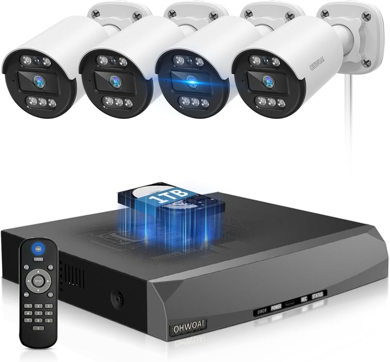 Two-Way Audio Poe Security Camera System Outdoor, 5MP Wired Cameras with 4K 8CH