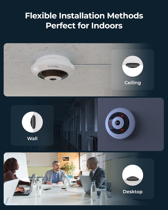 6MP PoE IP Fisheye Camera with 360° View, Surveillance for Home/Office Securi... gallery