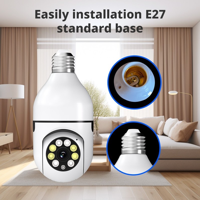 2X 360° 1080P IP E27 Light Bulb Camera WiFi IR Night SmartHome Wireless Security gallery