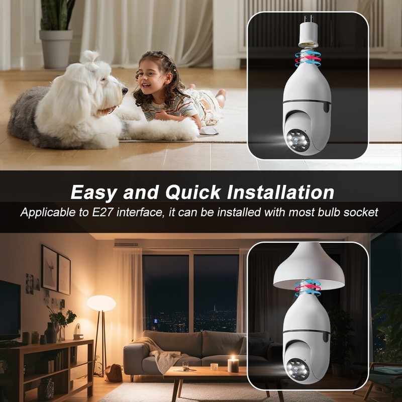 4PCS 5MP Wifi E27 Bulb Surveillance Camera Night Vision Zoom Audio Home Security gallery