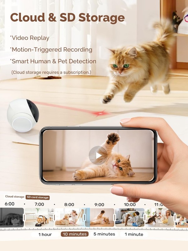 Smart Mobile Pet Camera Robot, 1080P HD Indoor Pet Camera for Home, Auto Patr... gallery