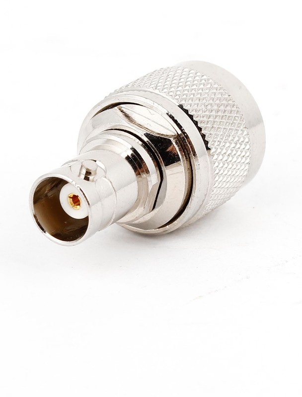 Silver Tone N Type Male to BNC Female Coax Straight Connector gallery