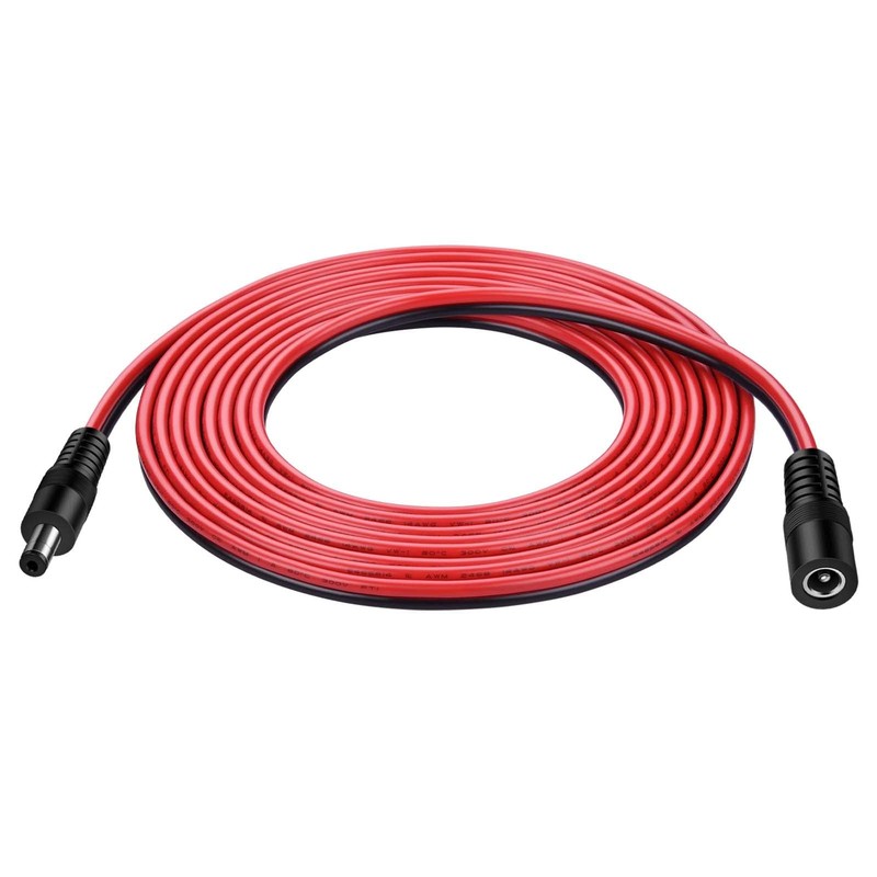 10ft 14AWG 12V DC Extension Cable 2.1mm x 5.5mm 5521 Power 10Ft, Black