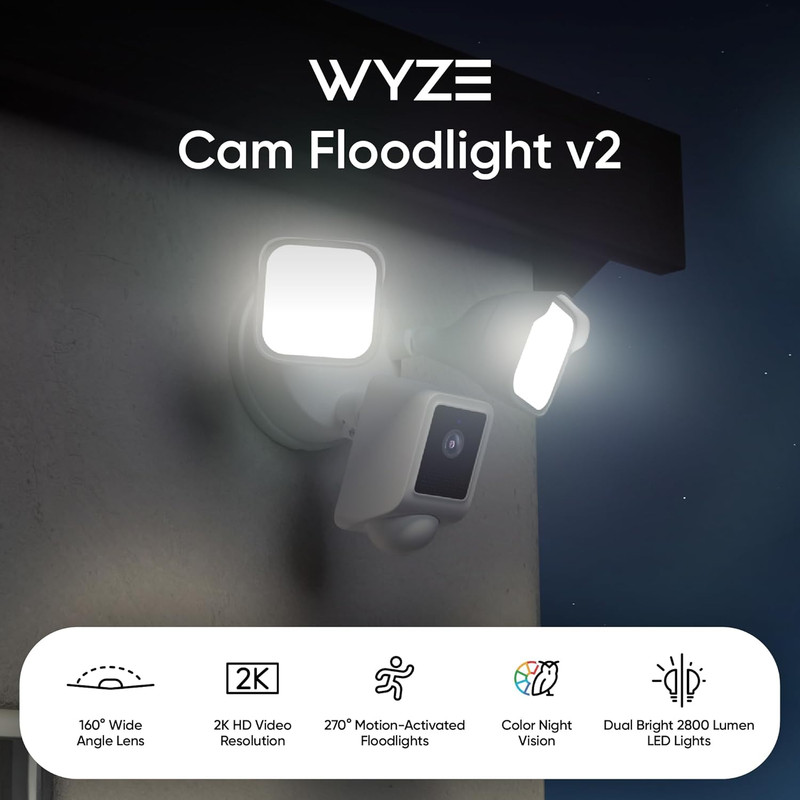 Floodlight Camera V2, Security Camera Outdoor, 2K HD with Color Night Vision, 28 gallery