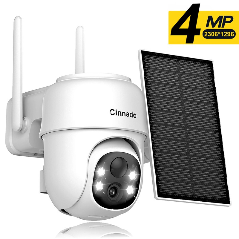 Cinnado 2K 4MP Solar Security Camera Outdoor 360° PTZ Wireless WiFi Solar Camera gallery