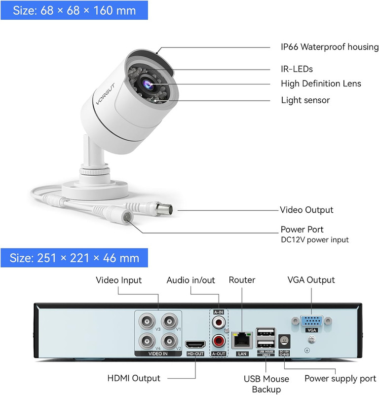 Wired Security Camera System Outdoor with 4Pcs 1080P Waterproof Security Camera, gallery