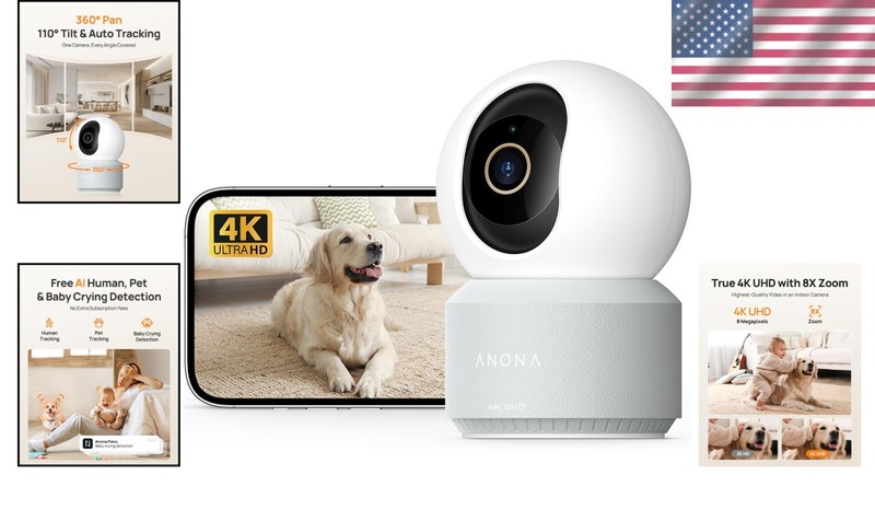 Smart 360° Pan-Tilt Indoor Camera with Wi-Fi 6 & Two-Way Audio Functionality gallery