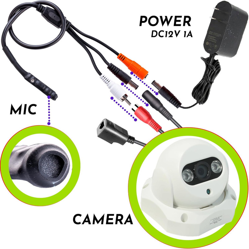 CCTV Microphone for Security Camera IP: Audio Surveillance RCA with High Sensiti gallery